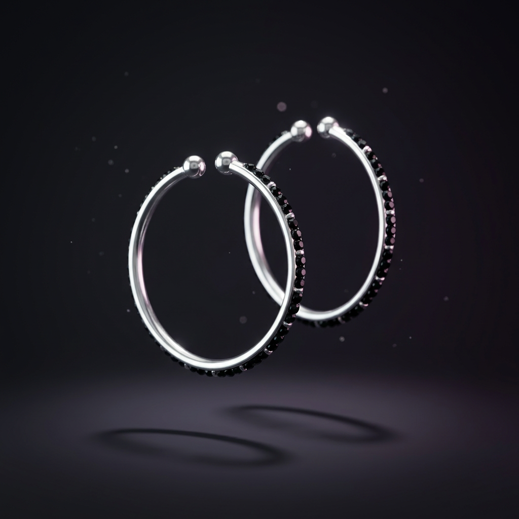 925 Sterling Silver Kids Black Stone Bangle Pair – 15.3g