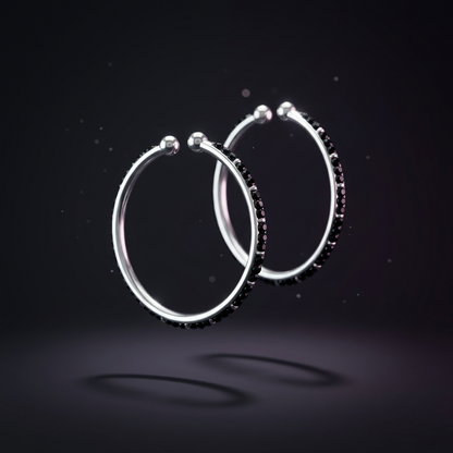 925 Sterling Silver Kids Black Stone Bangle Pair – 15.3g
