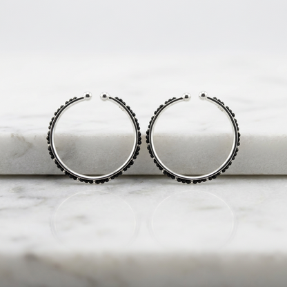 925 Sterling Silver Kids Black Stone Bangle Pair – 15.3g
