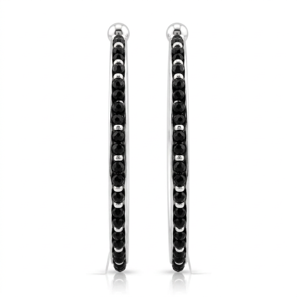 925 Sterling Silver Kids Black Stone Bangle Pair – 15.3g