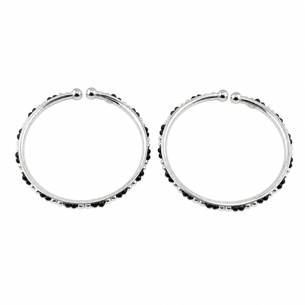 925 Sterling Silver Kids’ Black Stone Bangle Pair – 18.3g