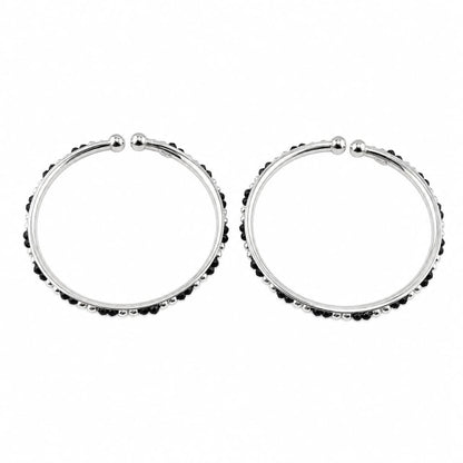 925 Sterling Silver Kids’ Black Stone Bangle Pair – 18.3g