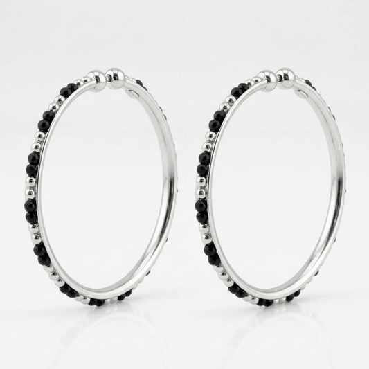 925 Sterling Silver Kids’ Black Stone Bangle Pair – 18.3g