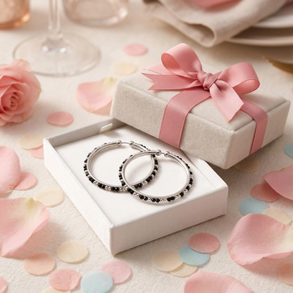 925 Sterling Silver Kids’ Black Stone Bangle Pair – 18.3g