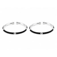 Load image into Gallery viewer, 925 sterling silver kids black-stone bangle pair on white background
