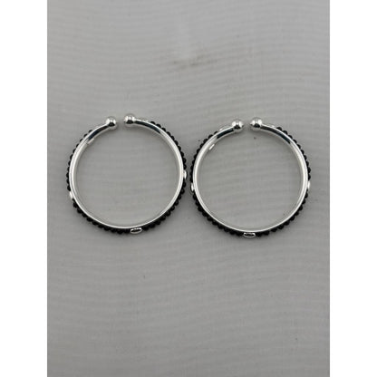 925 Sterling Silver Kids’ Black-Stone Bangle Pair - 41mm