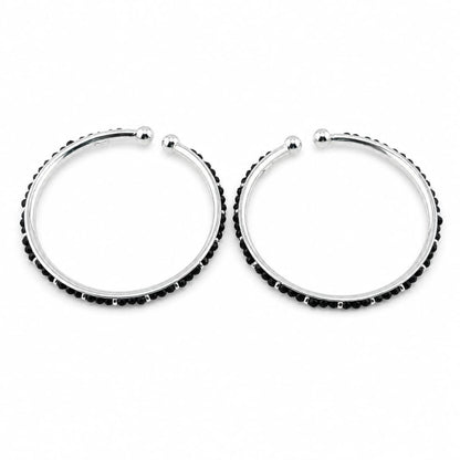 925 Sterling Silver Kids' Black Stone Open Bangle Pair 16.64g