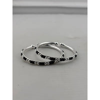 Load image into Gallery viewer, 925 sterling silver kids black-stone bangle pair angled view
