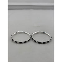 Load image into Gallery viewer, 925 sterling silver kids black-stone bangle pair alternate view
