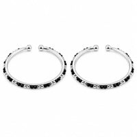 Load image into Gallery viewer, 925 sterling silver kids black-stone bangle pair on white
