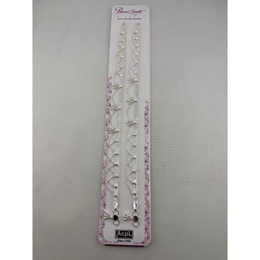 925 Sterling Silver Layered Heart Anklet Pair – 28.33 g