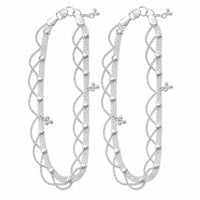 Load image into Gallery viewer, 925 sterling silver layered heart anklet pair on pure white background
