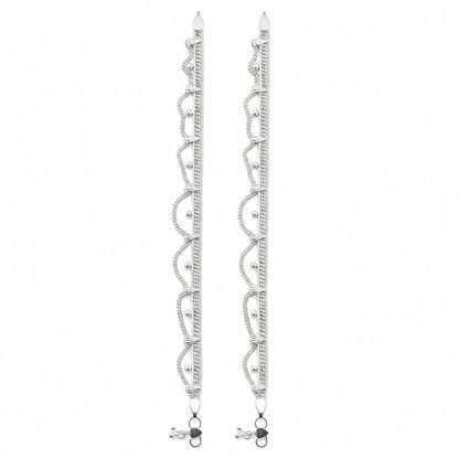 925 Sterling Silver Layered Wave Chain Adult Anklet Pair –