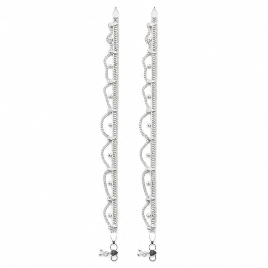 925 Sterling Silver Layered Wave Chain Adult Anklet Pair –