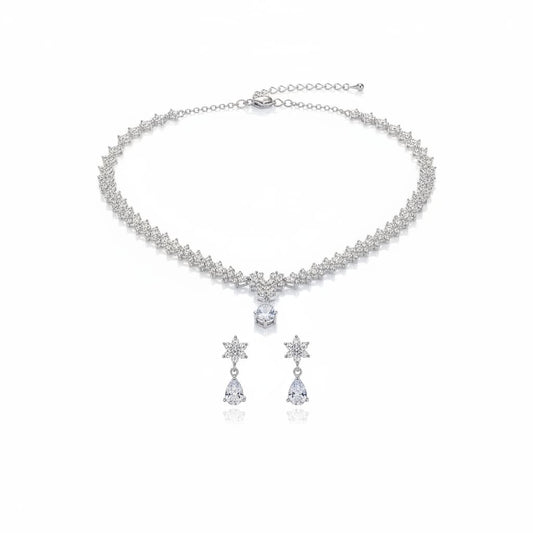925 Sterling Silver Necklace & Earrings Set – Floral