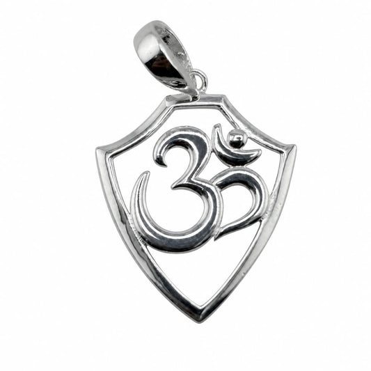 925 Sterling Silver Om Shield Pendant - 1.86 g