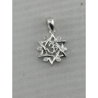 Load image into Gallery viewer, 925 sterling silver Om pendant in an interlocking star frame with clear crystal accents
