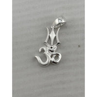 Load image into Gallery viewer, Original close-up of a 925 sterling silver Om and trishul pendant
