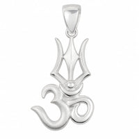 Load image into Gallery viewer, 925 sterling silver Om and trishul pendant centred on a pure white background
