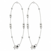 Load image into Gallery viewer, 925 sterling silver ornate barrel bead kids anklet pair on white background
