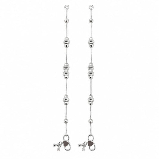 925 Sterling Silver Ornate Bead Baby Anklet Pair – 6 Inch