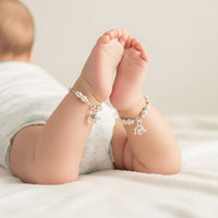 Load image into Gallery viewer, 925 Sterling Silver Ornate Bead Baby Anklet Pair – 6 Inch
