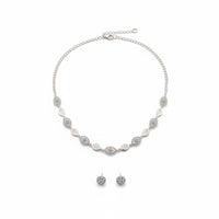 Load image into Gallery viewer, 925 Sterling Silver Oval CZ Link Necklace and Earrings Set
