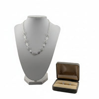 Load image into Gallery viewer, 925 Sterling Silver Oval CZ Link Necklace and Earrings Set
