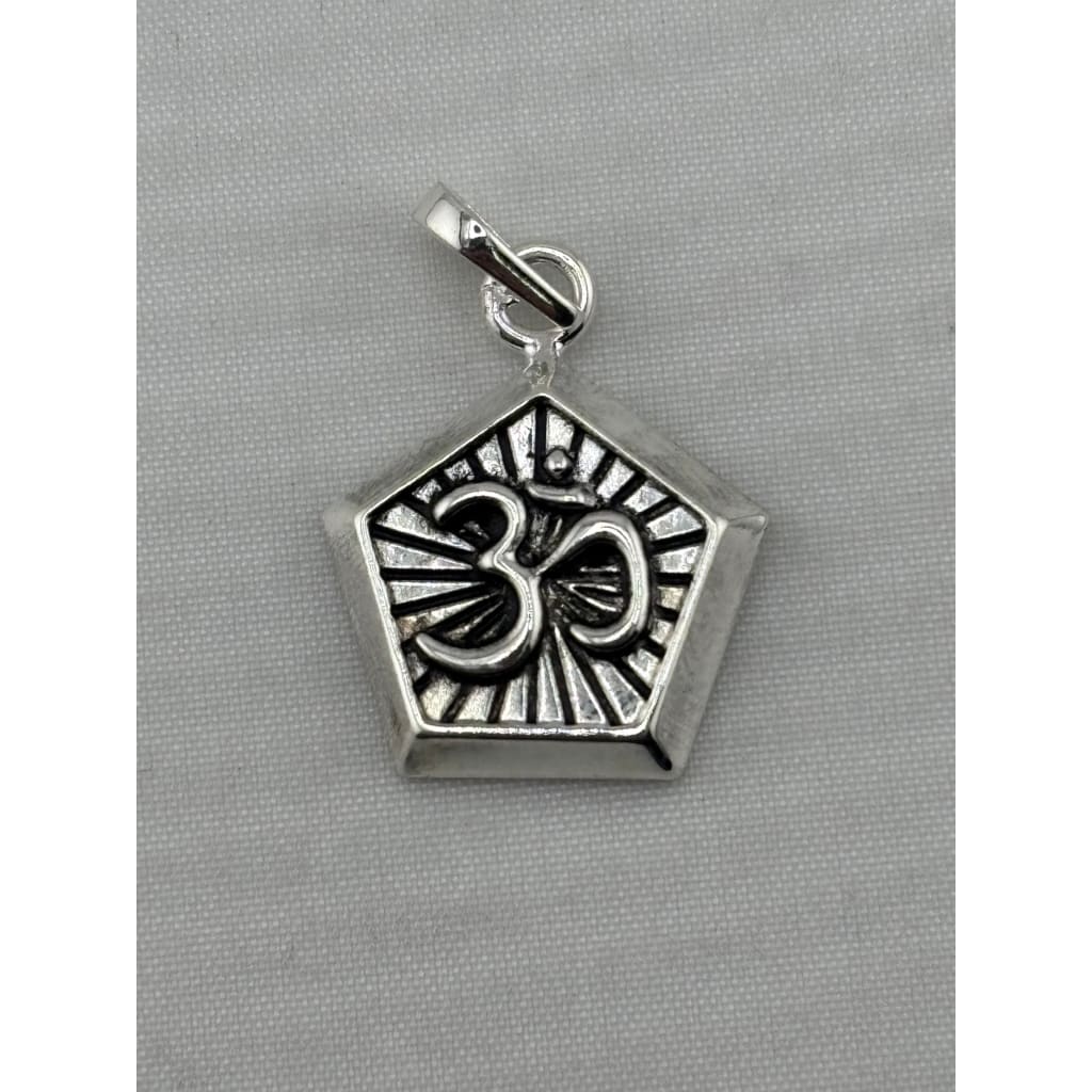 925 Sterling Silver Oxidised Om Pentagon Pendant - 1.55 g