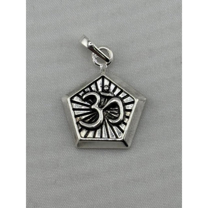 925 Sterling Silver Oxidised Om Pentagon Pendant - 1.55 g