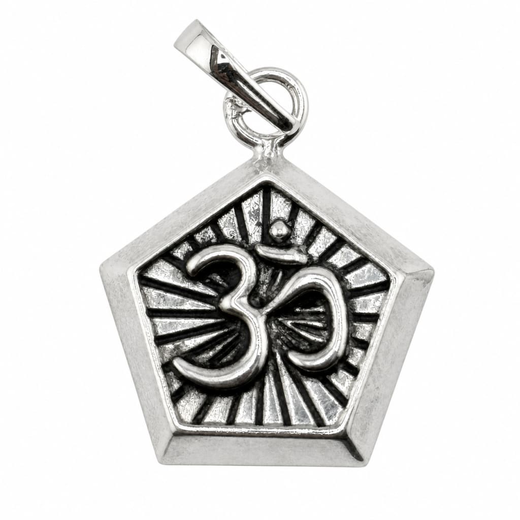 925 Sterling Silver Oxidised Om Pentagon Pendant - 1.55 g