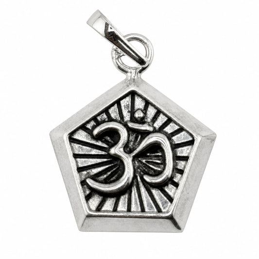 925 Sterling Silver Oxidised Om Pentagon Pendant - 1.55 g