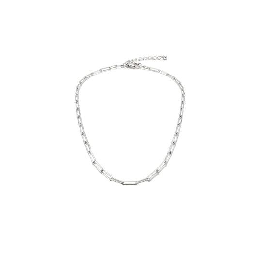 925 Sterling Silver Paperclip Chain Necklace – Rectangular