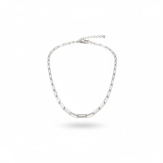925 Sterling Silver Paperclip Chain Necklace – Rectangular