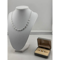 Load image into Gallery viewer, 925 Sterling Silver Paperclip Link Necklace &amp; Earrings Set
