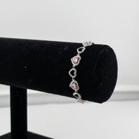 Load image into Gallery viewer, 925 Sterling Silver Pink Heart CZ Bracelet | 8g
