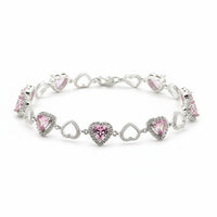 Load image into Gallery viewer, 925 Sterling Silver Pink Heart CZ Bracelet | 8g
