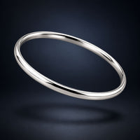 Load image into Gallery viewer, 925 Sterling Silver Polished Round Wire Bangle/Kada - 75mm
