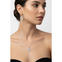 Load image into Gallery viewer, 925 Sterling Silver Red Stone CZ Necklace and Stud Earrings
