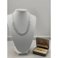 Load image into Gallery viewer, 925 Sterling Silver Red Stone Floral Necklace and Earrings

