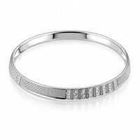 Load image into Gallery viewer, 925 Sterling Silver Ribbed Chain Accent Bangle/Kada