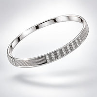 Load image into Gallery viewer, 925 Sterling Silver Ribbed Chain Accent Bangle/Kada