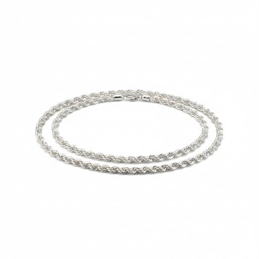 925 Sterling Silver Rope Chain Necklace – Diamond Cut