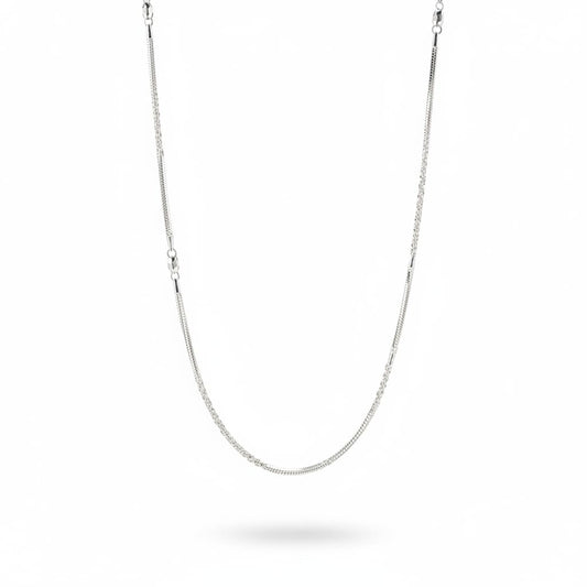 925 Sterling Silver Round Box Chain Necklace – Micro Square