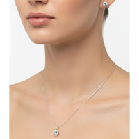 Load image into Gallery viewer, 925 Sterling Silver Round Halo CZ Pendant and Earrings Set
