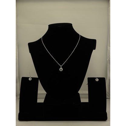 925 Sterling Silver Round Halo CZ Pendant and Earrings Set