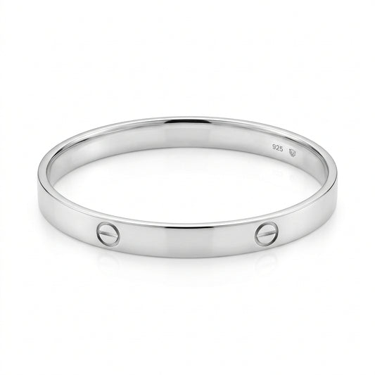 925 Sterling Silver Screw Motif Bangle/Kada - Bracelets