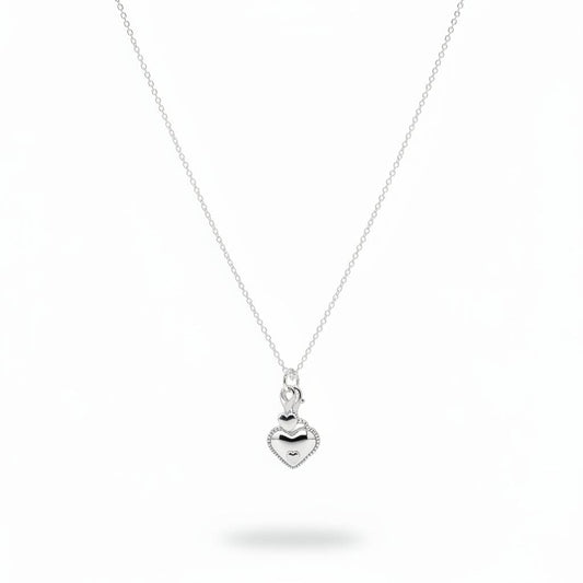 925 Sterling Silver Sister Heart Charm Necklace
