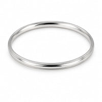 Load image into Gallery viewer, 925 Sterling Silver Thin Domed Grooved Bangle/Kada - 72mm