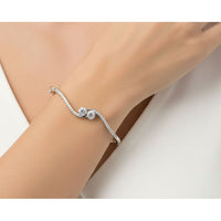 Load image into Gallery viewer, 925 Sterling Silver Twist Knot CZ Women’s Bracelet | 9g
